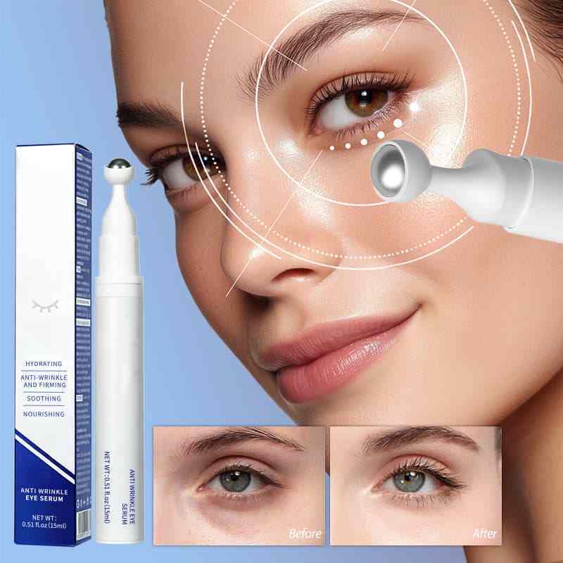 Anti-Wrinkle Eye Serum with Cooling Massage Roller, Hydrating Firming Eye Treatment,Anti-Wrinkle Eye Serum with Cooling Massage Roller, Hydrating Firming Eye Treatment 