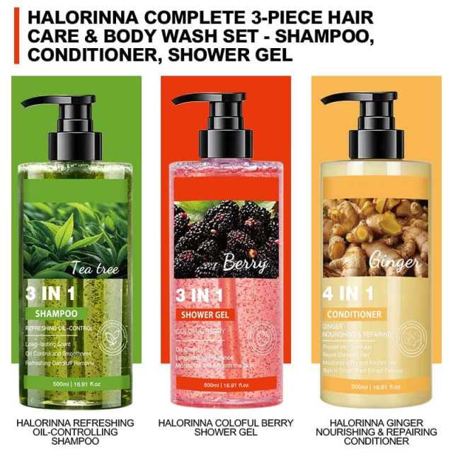 Ginger 4-in-1 Conditioner, Berry 3-in-1 Shower Gel & Tea Tree 3-in-1 Shampoo Set, Nourishing, Refreshing & Oil Control,Ginger 4-in-1 Conditioner, Berry 3-in-1 Shower Gel & Tea Tree 3-in-1 Shampoo Set, Nourishing, Refreshing & Oil Control 