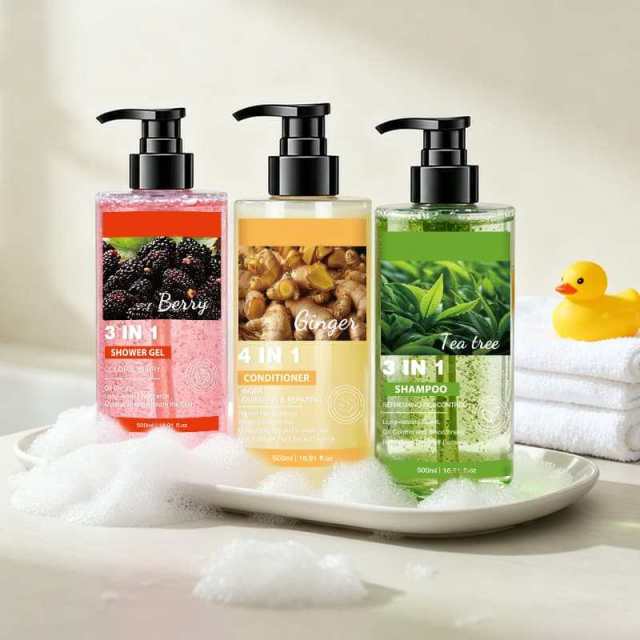 Ginger 4-in-1 Conditioner, Berry 3-in-1 Shower Gel & Tea Tree 3-in-1 Shampoo Set, Nourishing, Refreshing & Oil Control,Ginger 4-in-1 Conditioner, Berry 3-in-1 Shower Gel & Tea Tree 3-in-1 Shampoo Set, Nourishing, Refreshing & Oil Control 