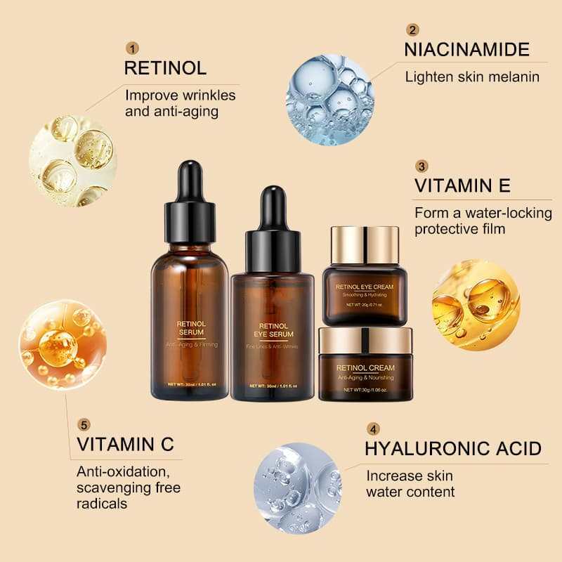 Full Retinol Anti-Aging Skin Care Set | Multi-Vitamin & Hyaluronic Acid, Wrinkles & Brighten Skin,Full Retinol Anti-Aging Skin Care Set | Multi-Vitamin & Hyaluronic Acid, Wrinkles & Brighten Skin 