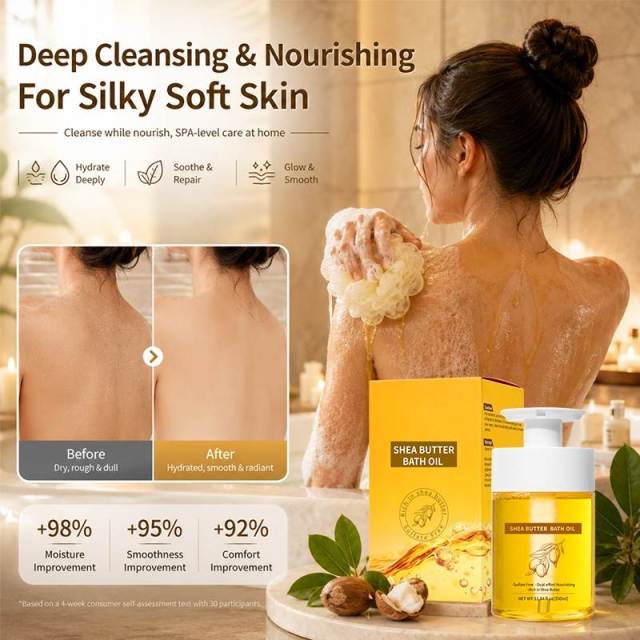 Shea Butter Bath Oil | Sulfate-Free Formula with Rich Shea Butter to Nourish & Soften Dry Skin While Bathing,Shea Butter Bath Oil | Sulfate-Free Formula with Rich Shea Butter to Nourish & Soften Dry Skin While Bathing 