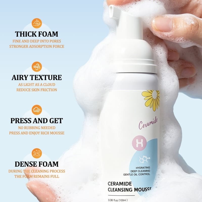 Ceramide Cleansing Mousse | Hydrating, Gentle & Oil-Controlling Foam Cleanser for Deep, Non-Stripping Clean,Ceramide Cleansing Mousse | Hydrating, Gentle & Oil-Controlling Foam Cleanser for Deep, Non-Stripping Clean 