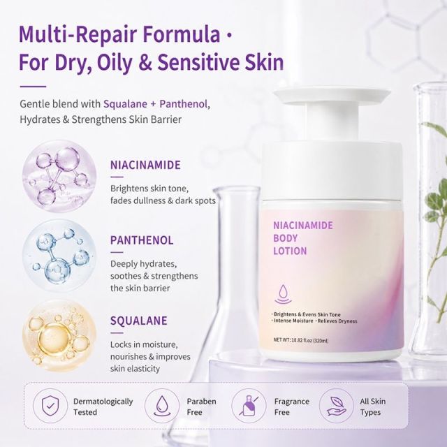 Niacinamide Body Lotion | 3-in-1 Formula to Relieve Dryness, Boost Moisture & Brighten Uneven Skin Tone,Niacinamide Body Lotion | 3-in-1 Formula to Relieve Dryness, Boost Moisture & Brighten Uneven Skin Tone 