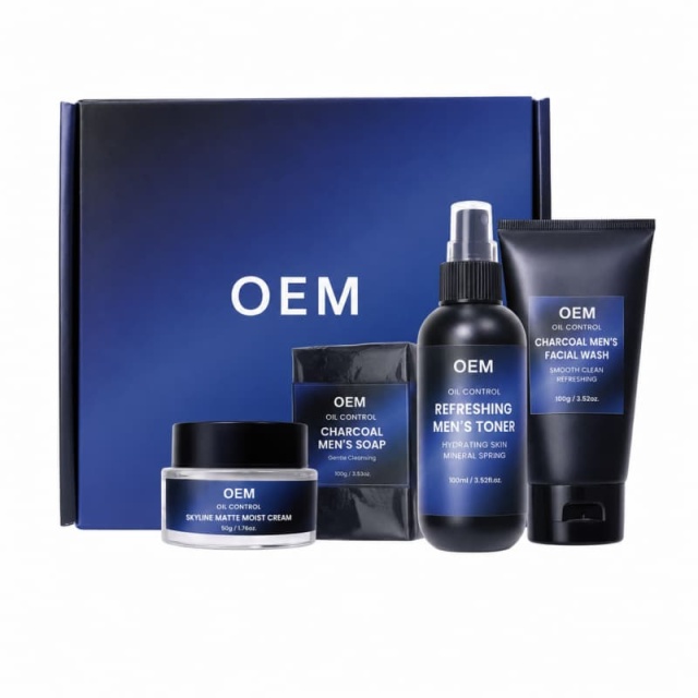 Men's 4-Piece Oil Control Skincare Kit | Charcoal Cleansing Soap + Face Wash + Toner + Matte Moisturizer for Fresh, Shine-Free Skin,Men's 4-Piece Oil Control Skincare Kit | Charcoal Cleansing Soap + Face Wash + Toner + Matte Moisturizer for Fresh, Shine-Free Skin 