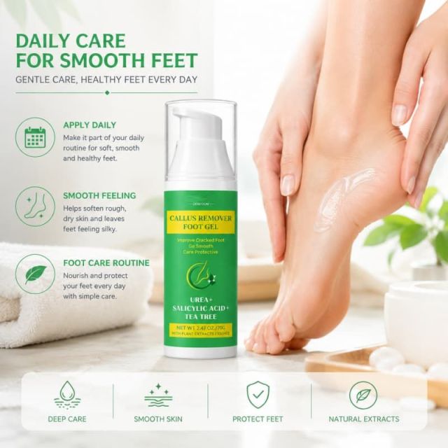 Professional Foot Care Callus Remover Gel | Urea + Salicylic Acid + Tea Tree to Smooth Cracked Heels & Soften Rough Skin,Professional Foot Care Callus Remover Gel | Urea + Salicylic Acid + Tea Tree to Smooth Cracked Heels & Soften Rough Skin 