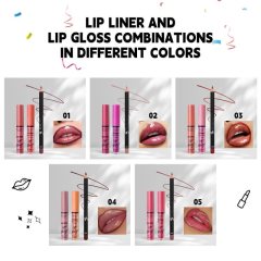 Pearlescent Shimmer Lipstick Set, Matte Waterproof Non-Transfer Lip Gloss & Lip Liner Pencil,Pearlescent Shimmer Lipstick Set, Matte Waterproof Non-Transfer Lip Gloss & Lip Liner Pencil 