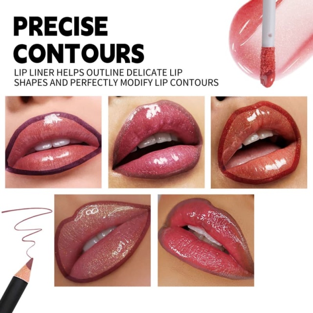 Pearlescent Shimmer Lipstick Set, Matte Waterproof Non-Transfer Lip Gloss & Lip Liner Pencil,Pearlescent Shimmer Lipstick Set, Matte Waterproof Non-Transfer Lip Gloss & Lip Liner Pencil 