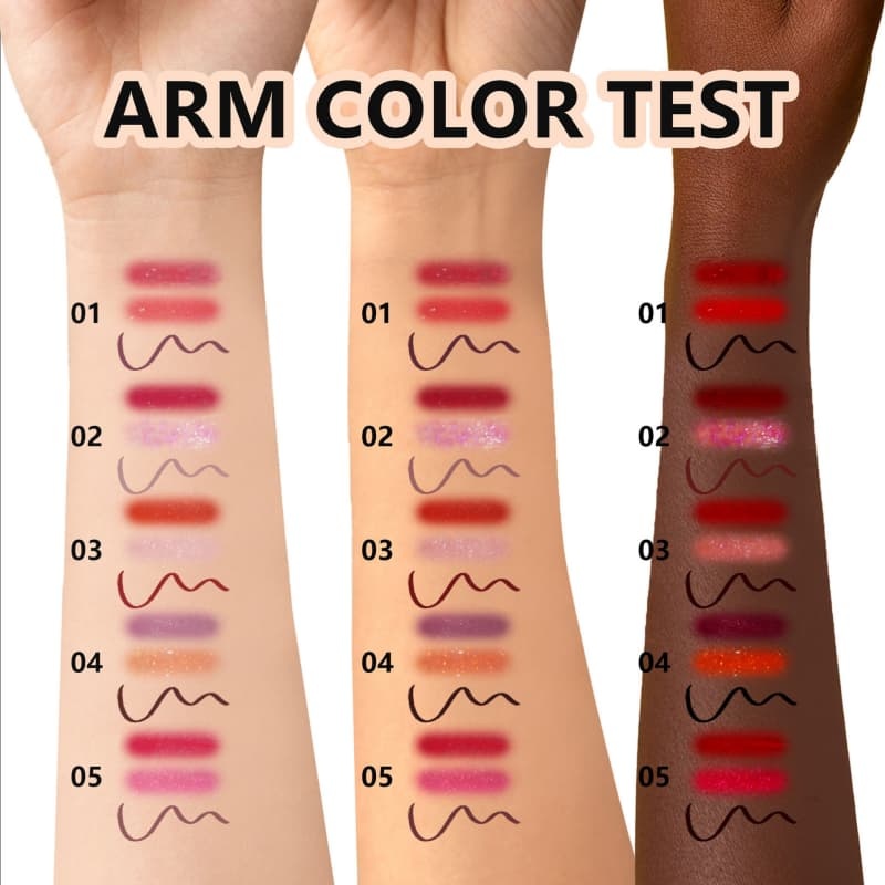 Pearlescent Shimmer Lipstick Set, Matte Waterproof Non-Transfer Lip Gloss & Lip Liner Pencil,Pearlescent Shimmer Lipstick Set, Matte Waterproof Non-Transfer Lip Gloss & Lip Liner Pencil 