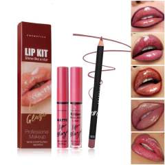 Pearlescent Shimmer Lipstick Set, Matte Waterproof Non-Transfer Lip Gloss & Lip Liner Pencil,Pearlescent Shimmer Lipstick Set, Matte Waterproof Non-Transfer Lip Gloss & Lip Liner Pencil 