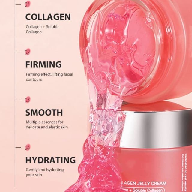 Pink Collagen Jelly Cream | Triple Collagen Complex to Plump, Hydrate & Brighten Dry Dull Skin,Pink Collagen Jelly Cream | Triple Collagen Complex to Plump, Hydrate & Brighten Dry Dull Skin 