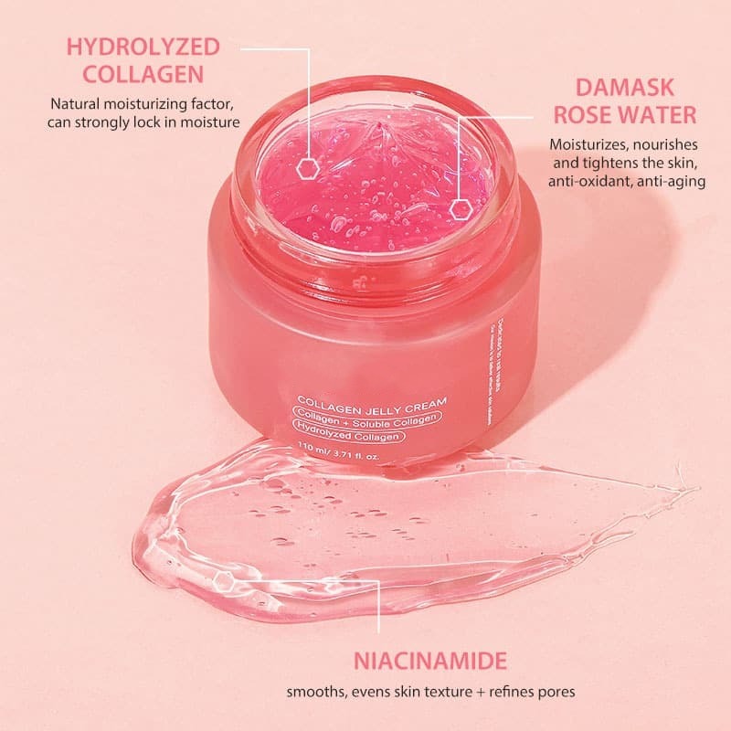 Pink Collagen Jelly Cream | Triple Collagen Complex to Plump, Hydrate & Brighten Dry Dull Skin,Pink Collagen Jelly Cream | Triple Collagen Complex to Plump, Hydrate & Brighten Dry Dull Skin 
