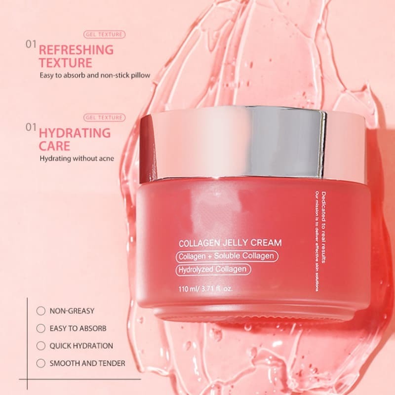 Pink Collagen Jelly Cream | Triple Collagen Complex to Plump, Hydrate & Brighten Dry Dull Skin,Pink Collagen Jelly Cream | Triple Collagen Complex to Plump, Hydrate & Brighten Dry Dull Skin 