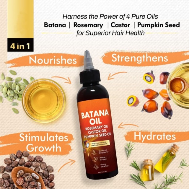 Multi-Ingredient Batana Hair Oil | Rosemary + Castor + Pumpkin Seed Oil Nourish, Grow & Add Shine to Hair,Multi-Ingredient Batana Hair Oil | Rosemary + Castor + Pumpkin Seed Oil Nourish, Grow & Add Shine to Hair 