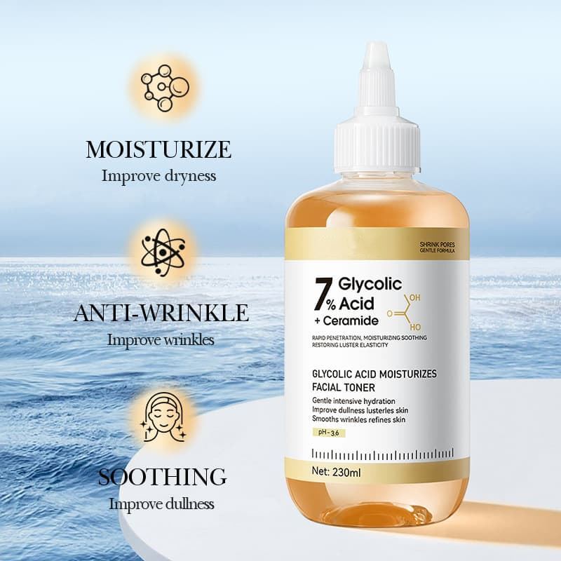 7% Glycolic Acid Toner Infused Ceramide | Exfoliate, Hydrate & Shrink Pores for Bright Smooth Skin,7% Glycolic Acid Toner Infused Ceramide | Exfoliate, Hydrate & Shrink Pores for Bright Smooth Skin 