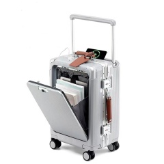 Front-Opening Aluminum Frame Suitcase with USB & Laptop Compartment – 20” / 24” / 26” Travel Luggage