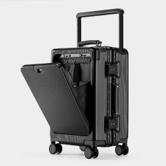 Front-Opening Aluminum Frame Suitcase with USB & Laptop Compartment – 20” / 24” / 26” Travel Luggage