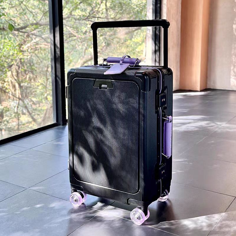 Front-Opening Aluminum Frame Suitcase with Skating Wheels