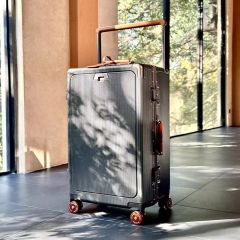 Front-Opening Aluminum Frame Suitcase with Skating Wheels