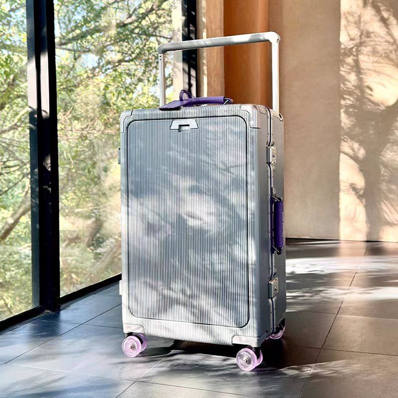 Front-Opening Aluminum Frame Suitcase with Skating Wheels