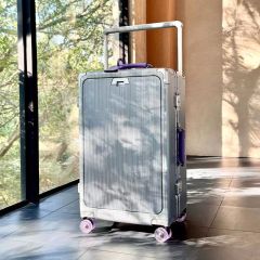 Front-Opening Aluminum Frame Suitcase with Skating Wheels
