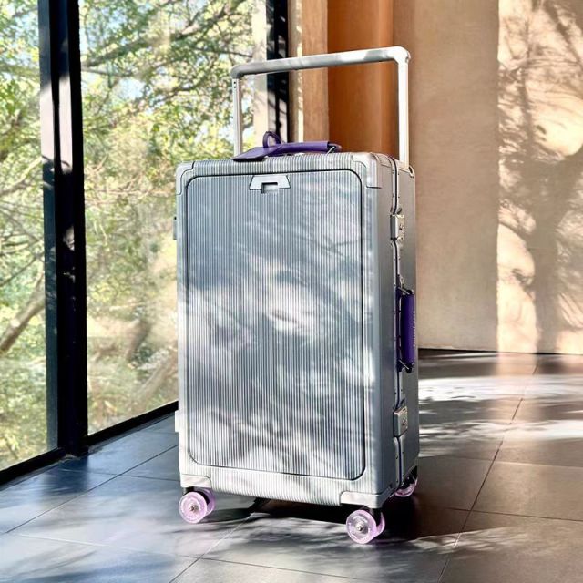 Front-Opening Aluminum Frame Suitcase with Skating Wheels