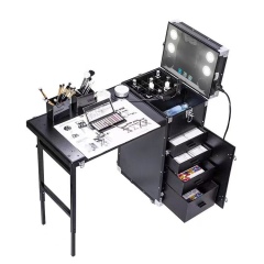 Trendy Multi-Drawer Portable Makeup Trolley Case with HD LED Mirror and Built-in Speaker
