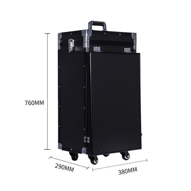 Trendy Multi-Drawer Portable Makeup Trolley Case with HD LED Mirror and Built-in Speaker