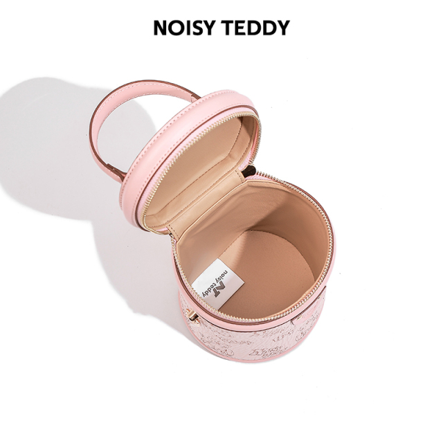 NOISY TEDDY Fashion Bucket Bag Dual-Color Design with Zipper for Women