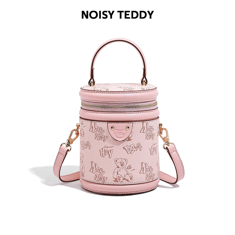 NOISY TEDDY Fashion Bucket Bag Dual-Color Design with Zipper for Women