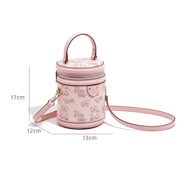 NOISY TEDDY Fashion Bucket Bag Dual-Color Design with Zipper for Women