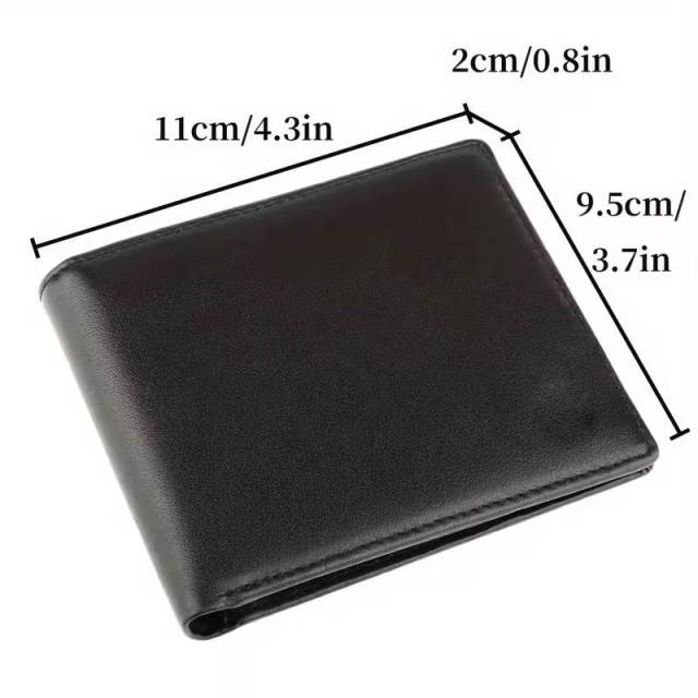Men’s PU Leather Business Bifold Wallet RFID Blocking with 2 ID Windows