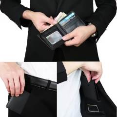 Men’s PU Leather Business Bifold Wallet RFID Blocking with 2 ID Windows
