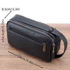 Men’s Black PU Leather Business Handbag Stylish Zip Top Briefcase with Multi-Compartments