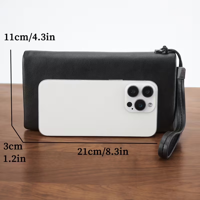 Yuetrip Men’s PU Leather Business Wallet & Handbag – Multi-Functional Organizer with Detachable Wrist Strap, Card, Cash and Phone Pockets