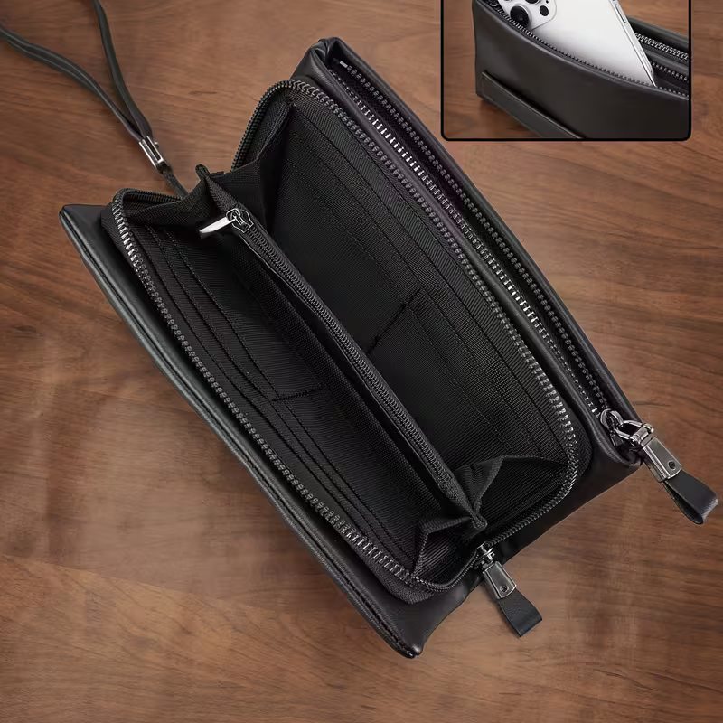 Yuetrip Men’s PU Leather Business Wallet & Handbag – Multi-Functional Organizer with Detachable Wrist Strap, Card, Cash and Phone Pockets
