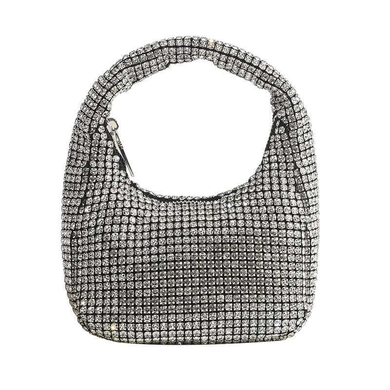 Sparkling Necklace Diamond-Encrusted Evening Bag, Small Square Bag, Versatile Diamond Fashionable bag