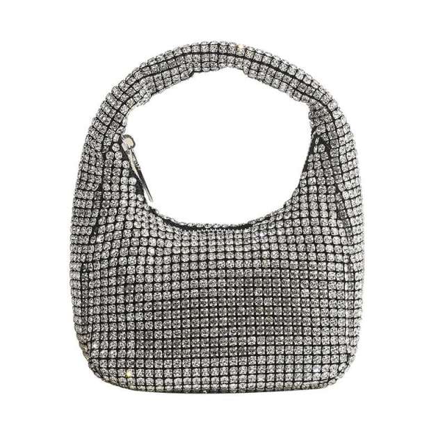Sparkling Necklace Diamond-Encrusted Evening Bag, Small Square Bag, Versatile Diamond Fashionable bag