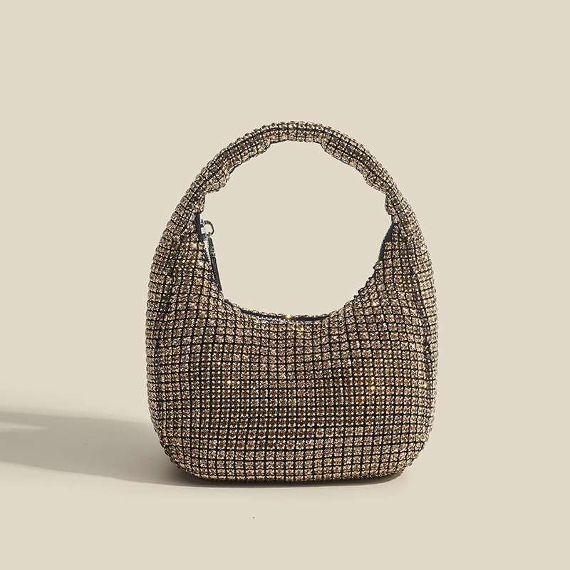 Sparkling Necklace Diamond-Encrusted Evening Bag, Small Square Bag, Versatile Diamond Fashionable bag