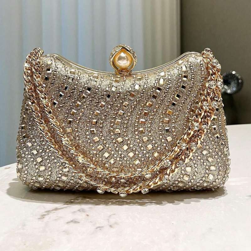 Cross-Border Evening Bag, Rhinestone Handbag,Party Clutch, Women's Chain Evening Luxury Bag