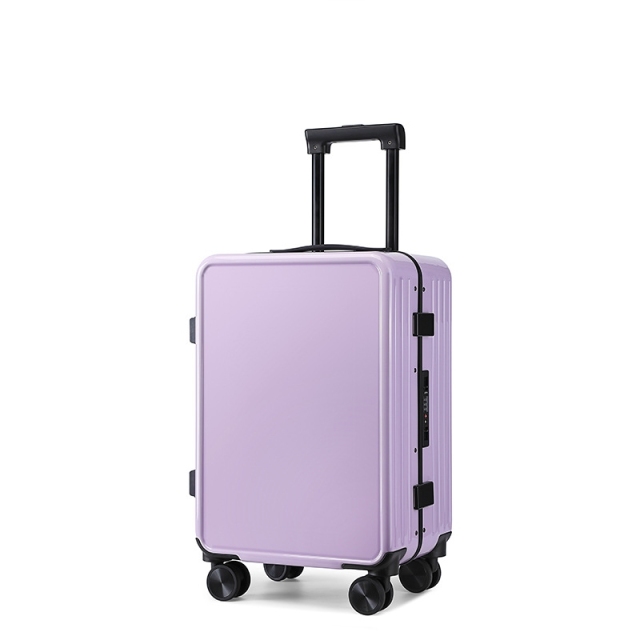 PC Aluminum Frame Trolley Case With Universal Wheels, Compact And Thoughtful Design For Women's Travel And Business Trips.