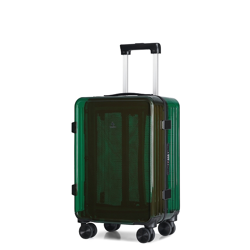 PC Aluminum Frame Trolley Case With Universal Wheels, Compact And Thoughtful Design For Women's Travel And Business Trips.