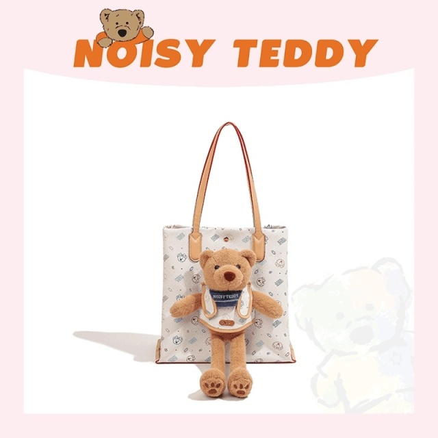 NOISY TEDDY New Cute Pet Teddy Bear & Strawberry Chiffon Cake Leisure Tote