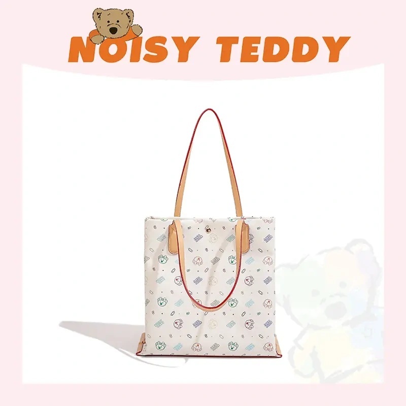 NOISY TEDDY New Cute Pet Teddy Bear & Strawberry Chiffon Cake Leisure Tote