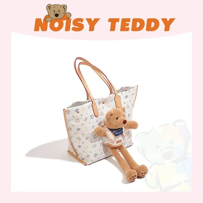 NOISY TEDDY New Cute Pet Teddy Bear & Strawberry Chiffon Cake Leisure Tote
