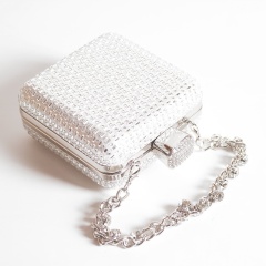 Square, Diamond-Encrusted Clutch Bag, Evening Chain Bag, Mini Women's High-End Exquisite Evening Bag, Formal Dress Handbag