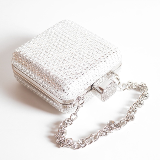 Square, Diamond-Encrusted Clutch Bag, Evening Chain Bag, Mini Women's High-End Exquisite Evening Bag, Formal Dress Handbag