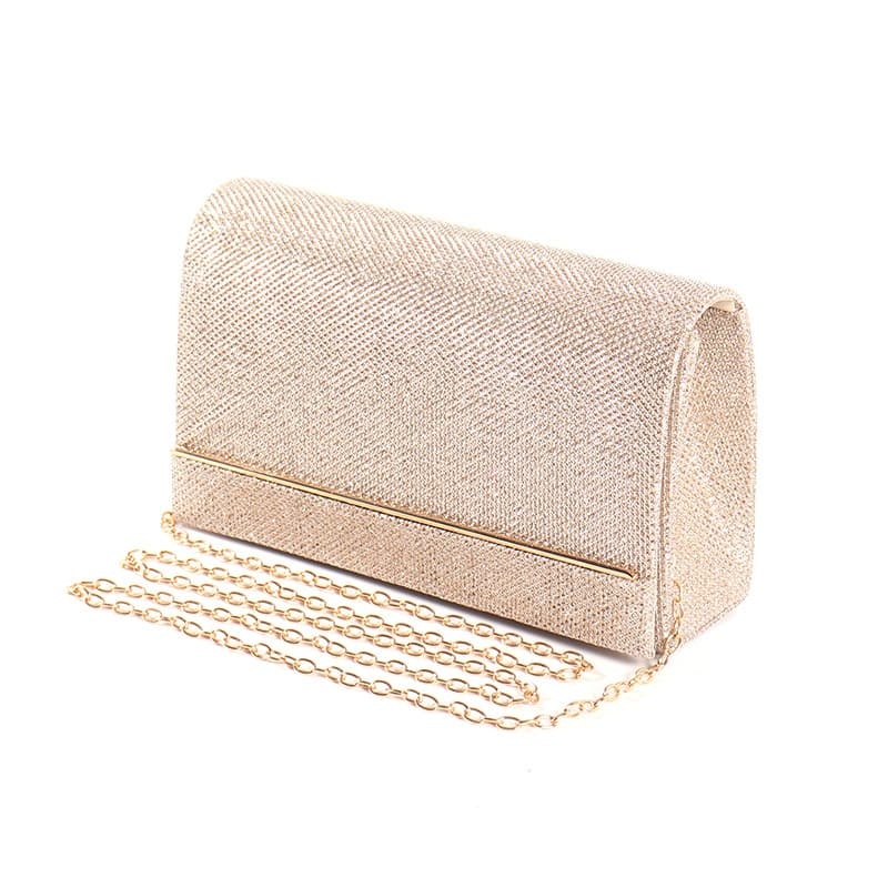 New Stylish Evening Bag, Gold-Trimmed Flap Bag With Chain Strap, Suitable For Business Trips / Storage / Travel