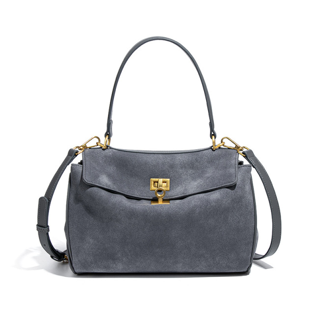 Kelly Bag style, Premium Matte Suede Flap Handbag, Large Capacity, Versatile For Commuting, Shoulder Bag / Crossbody Bag
