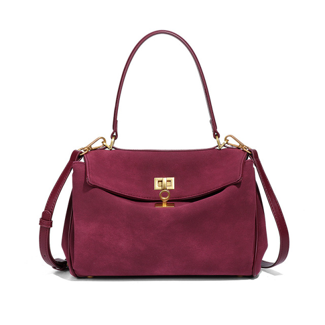 Kelly Bag style, Premium Matte Suede Flap Handbag, Large Capacity, Versatile For Commuting, Shoulder Bag / Crossbody Bag