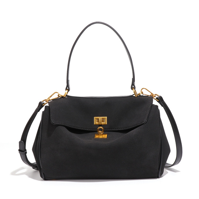 Kelly Bag style, Premium Matte Suede Flap Handbag, Large Capacity, Versatile For Commuting, Shoulder Bag / Crossbody Bag